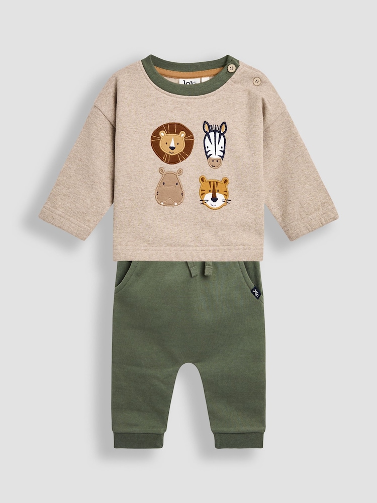 Зеленый - JoJo Maman Bébé 2-Piece Sweatshirt & Joggers Set - Image 1 of 6