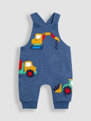 JoJo Maman Bébé Blue 2-Piece Appliqué Dungarees & Print Top Set - Image 2 of 6
