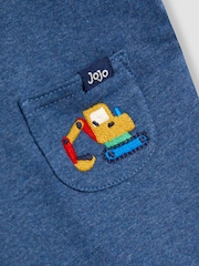JoJo Maman Bébé Blue 2-Piece Appliqué Dungarees & Print Top Set - Image 6 of 6