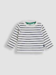 JoJo Maman Bébé Light Blue 2-Piece Appliqué Dungarees & Stripe Top Set - Image 3 of 7