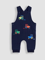 JoJo Maman Bébé Light Blue 2-Piece Appliqué Dungarees & Stripe Top Set - Image 5 of 7