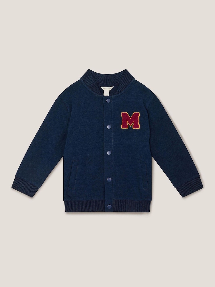 Monsoon Blue Denim Jersey Bomber Jacket - Image 1 of 3
