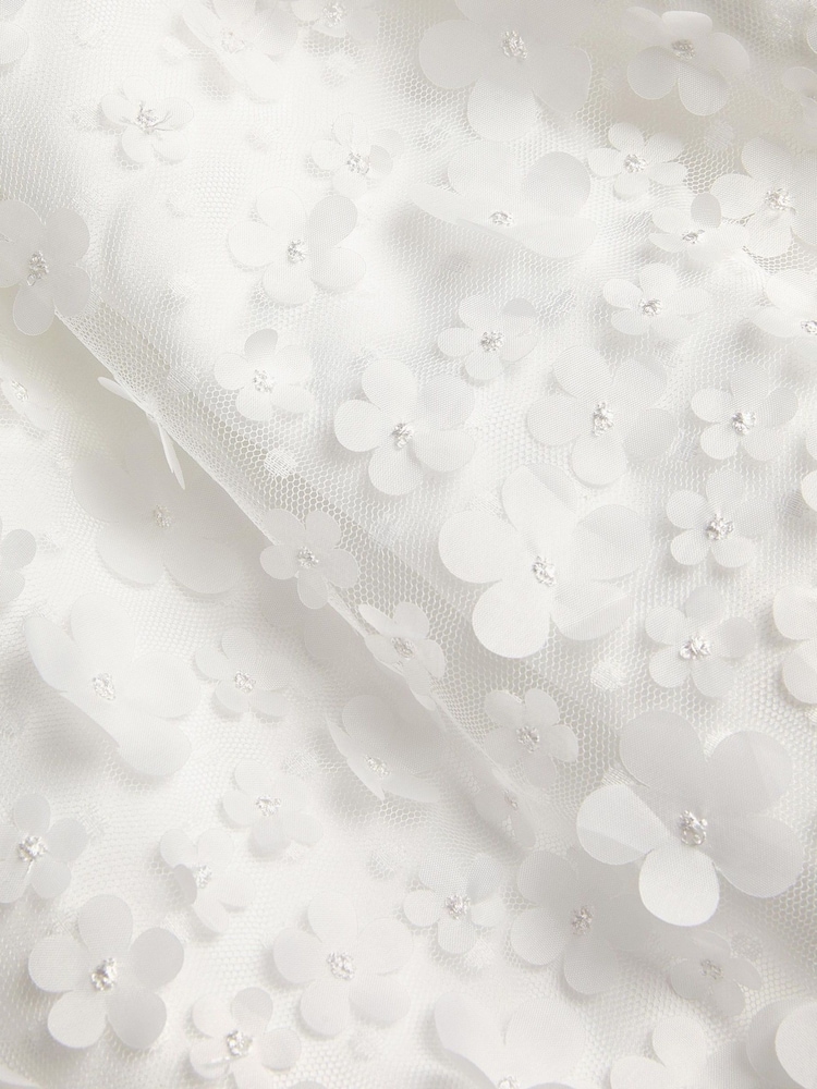 Monsoon White Baby Floral Appliqué Christening Dress - Image 3 of 3
