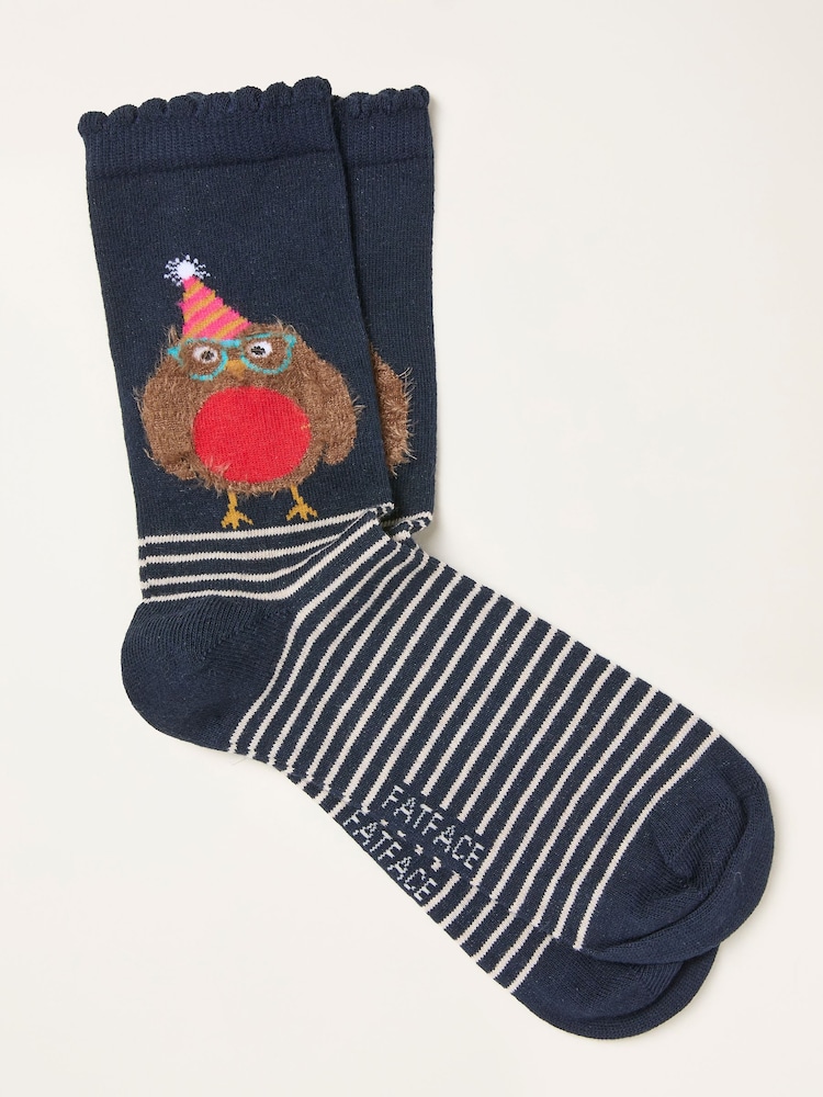 FatFace Navy Robin Toe Socks - Image 1 of 2