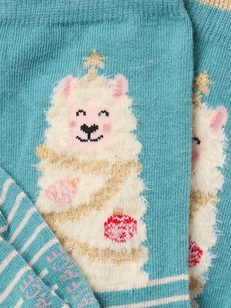 FatFace Teal Blue Llama Tree Socks - Image 2 of 2 FatFace Teal Blue Llama Tree Socks - Image 2 of 2