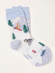 FatFace Grey Skiing Dogs Socks - Image 1 of 2