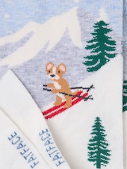 FatFace Grey Skiing Dogs Socks - Image 2 of 2