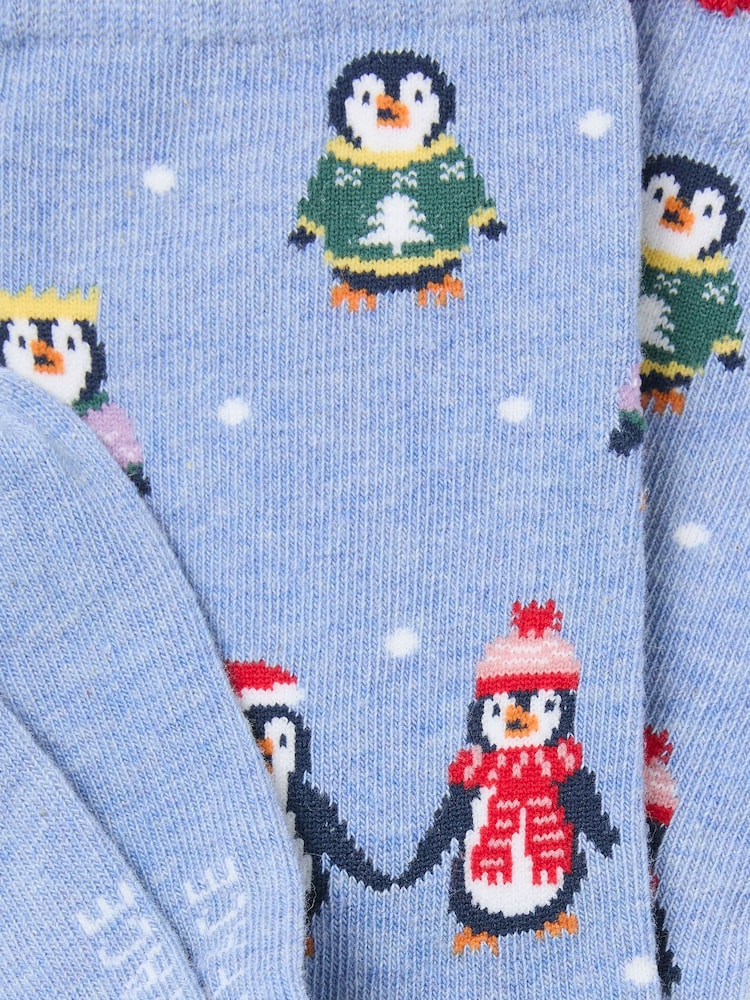 FatFace Blue Christmas Penguin Socks - Image 2 of 2