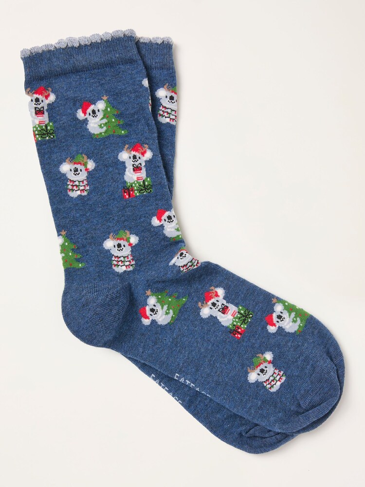 FatFace Navy Christmas Koala Socks - Image 1 of 2
