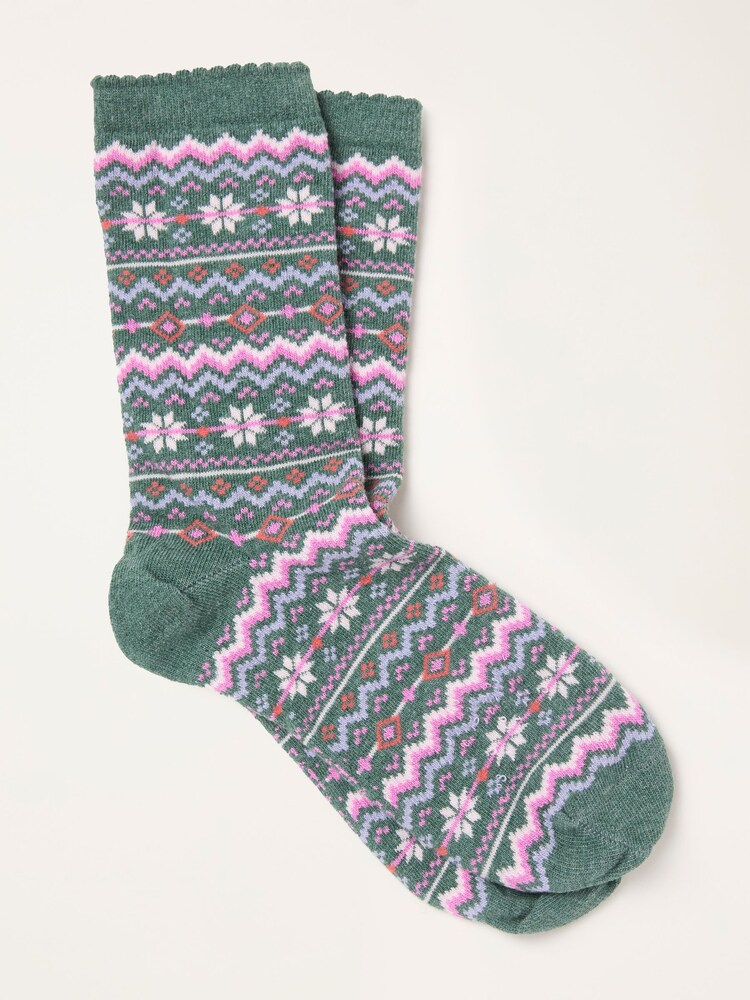 FatFace Green Fairisle Socks - Image 1 of 2 FatFace Green Fairisle Socks - Image 1 of 2