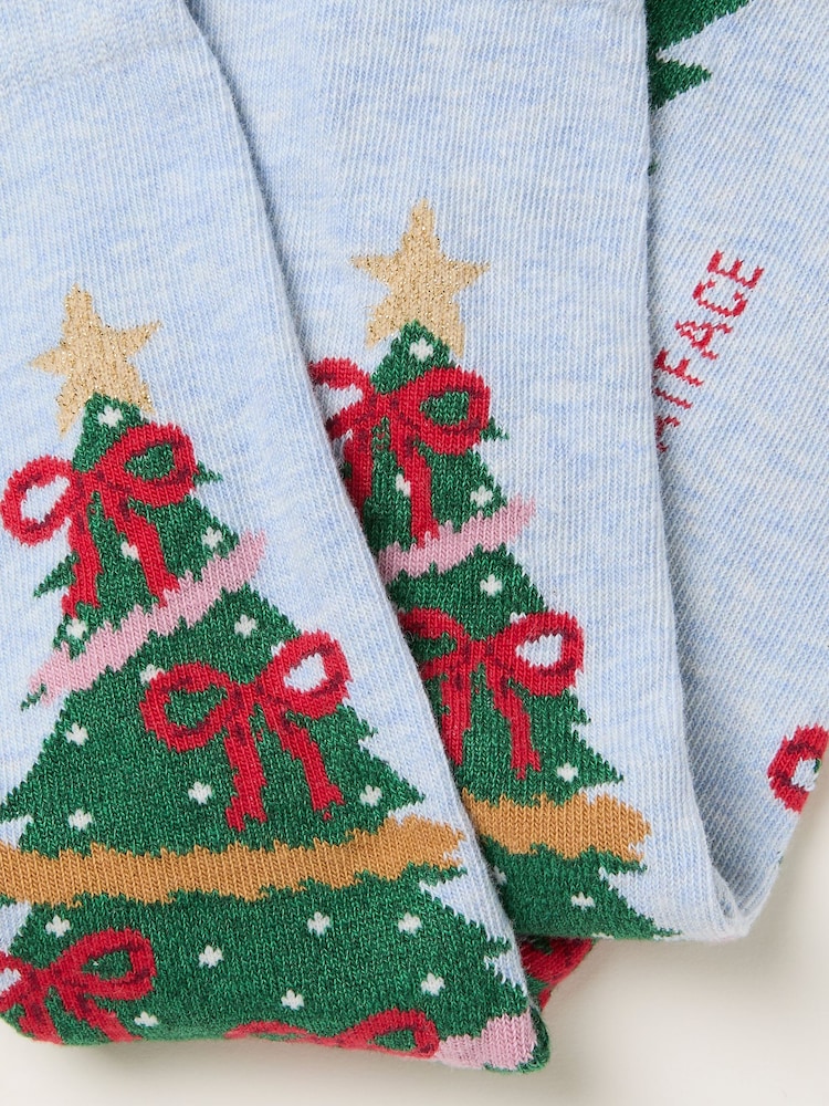 FatFace Light Blue Bow Christmas Tree Socks - Image 2 of 2
