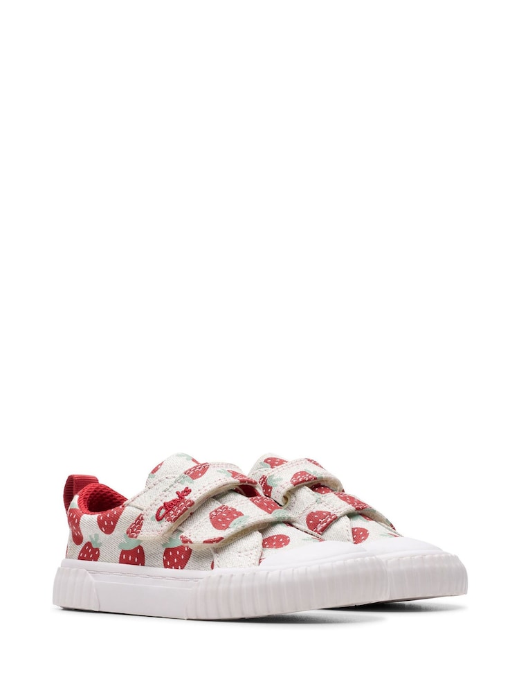 Clarks Silver Wide Fit (G) Fabric Foxing FraiseT. Canvas Shoes - Image 4 of 7
