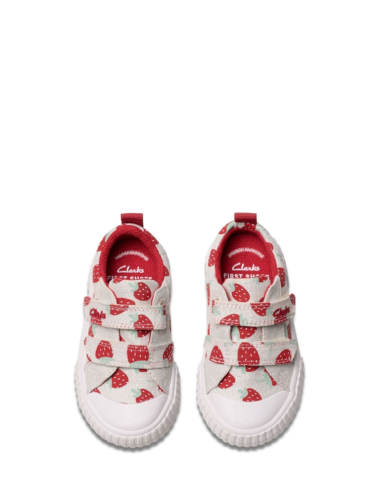 Clarks Silver Wide Fit (G) Fabric Foxing FraiseT. Canvas Shoes - Image 5 of 7