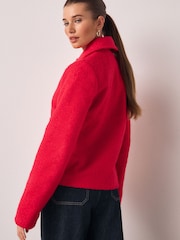 Bright Pink Button Up Collared Coatigan - Image 4 of 8