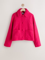 Bright Pink Button Up Collared Coatigan - Image 6 of 8