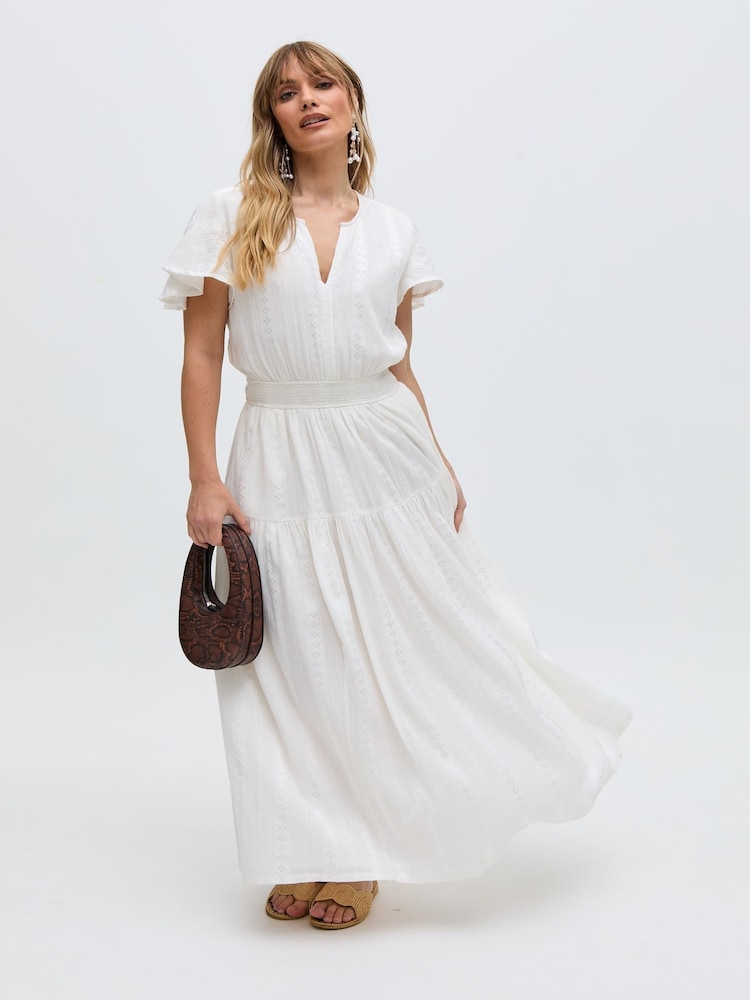 Raffya White Candice Jaquard Dress - Image 1 of 6