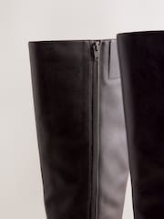 Chocolate Brown Leather Forever Comfort® Flat Chisel Toe Knee High Boots - Image 4 of 5