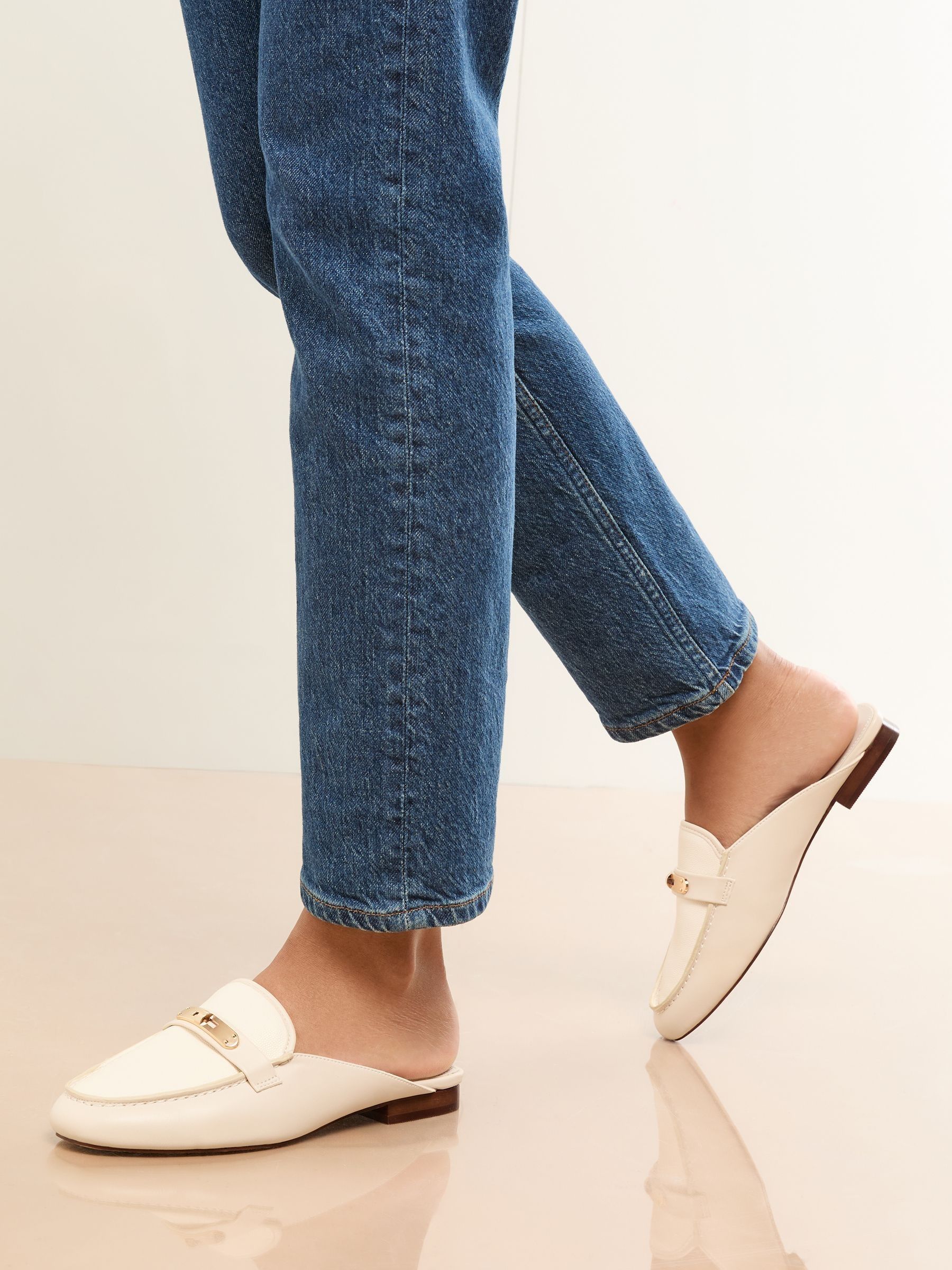 Buy Lipsy Cream Faux Leather Smart Snaffle Detail Loafer Mule from