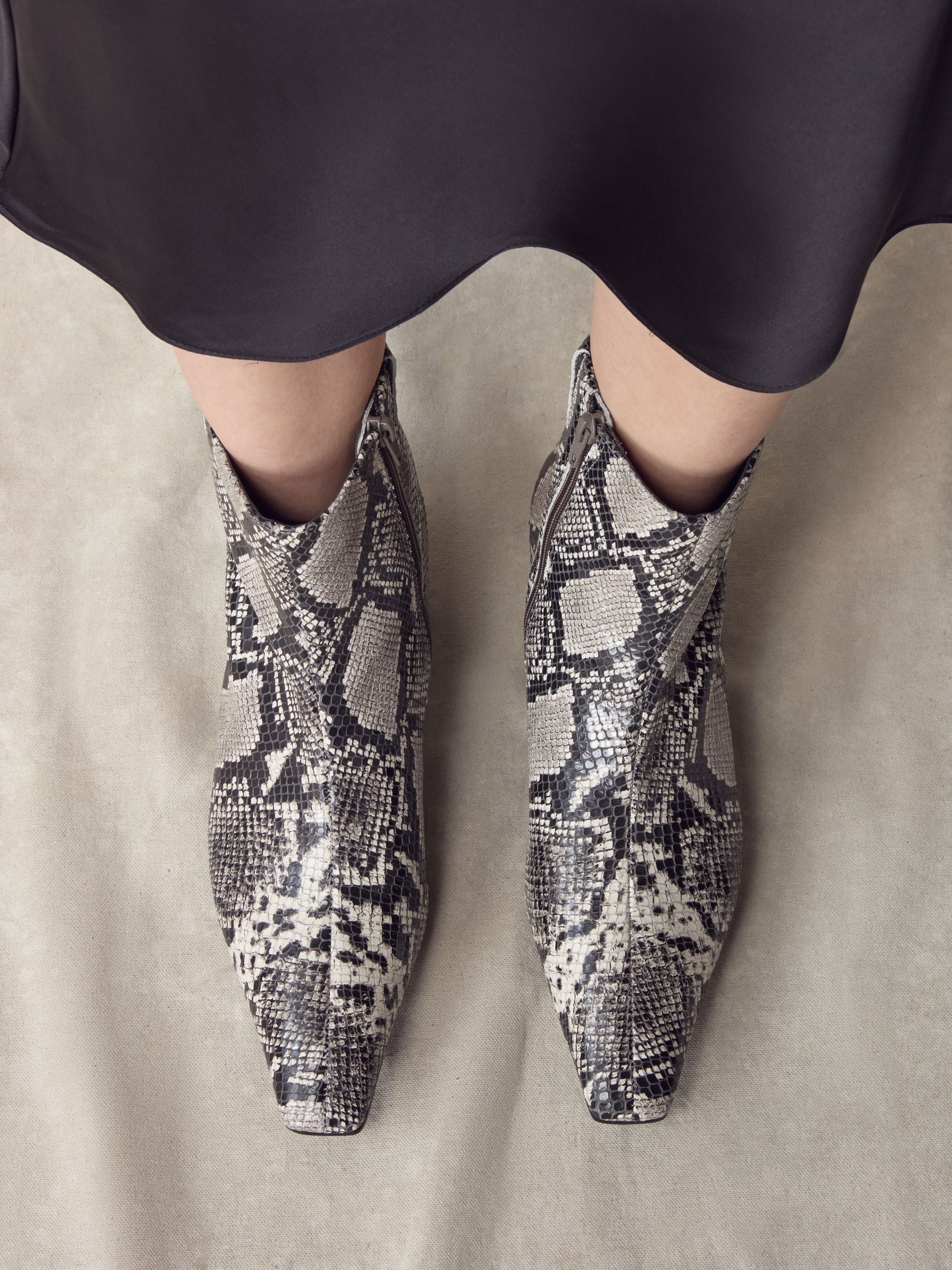 Buy Snake Printed Leather N. Premium Chisel Toe Flat Ankle Boots