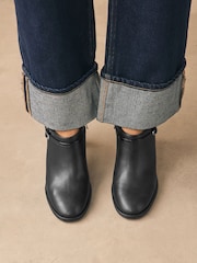 Black Forever Comfort® Round Toe Block Heel Buckle Detail Shoe Boots - Image 1 of 10