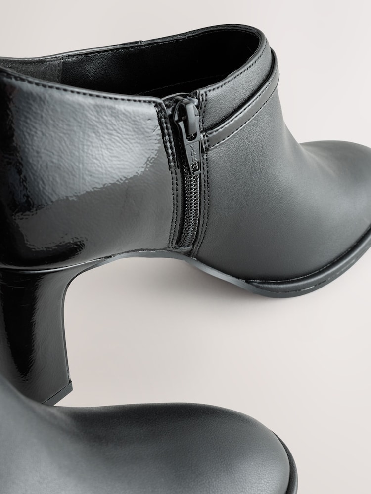 Black Forever Comfort® Round Toe Block Heel Buckle Detail Shoe Boots - Image 10 of 10