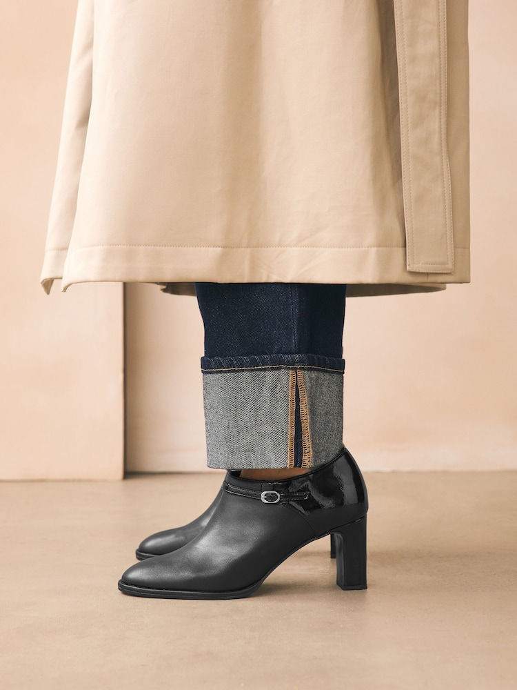Black Forever Comfort® Round Toe Block Heel Buckle Detail Shoe Boots - Image 2 of 10