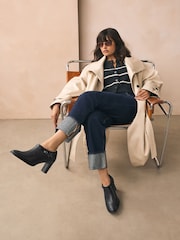Black Forever Comfort® Round Toe Block Heel Buckle Detail Shoe Boots - Image 5 of 10