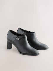 Black Forever Comfort® Round Toe Block Heel Buckle Detail Shoe Boots - Image 9 of 10