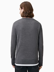 AllSaints Monument Grey Mode Merino Crew Jumper - Image 2 of 6