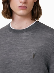 AllSaints Monument Grey Mode Merino Crew Jumper - Image 5 of 6