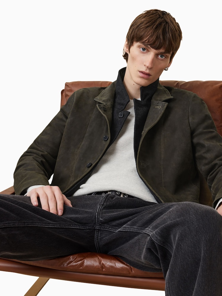AllSaints Green Survey Lthr Blazer - Image 1 of 11
