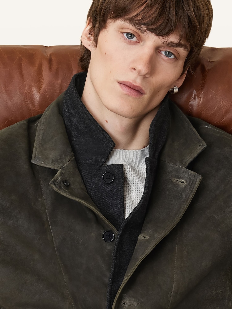 AllSaints Green Survey Lthr Blazer - Image 5 of 11