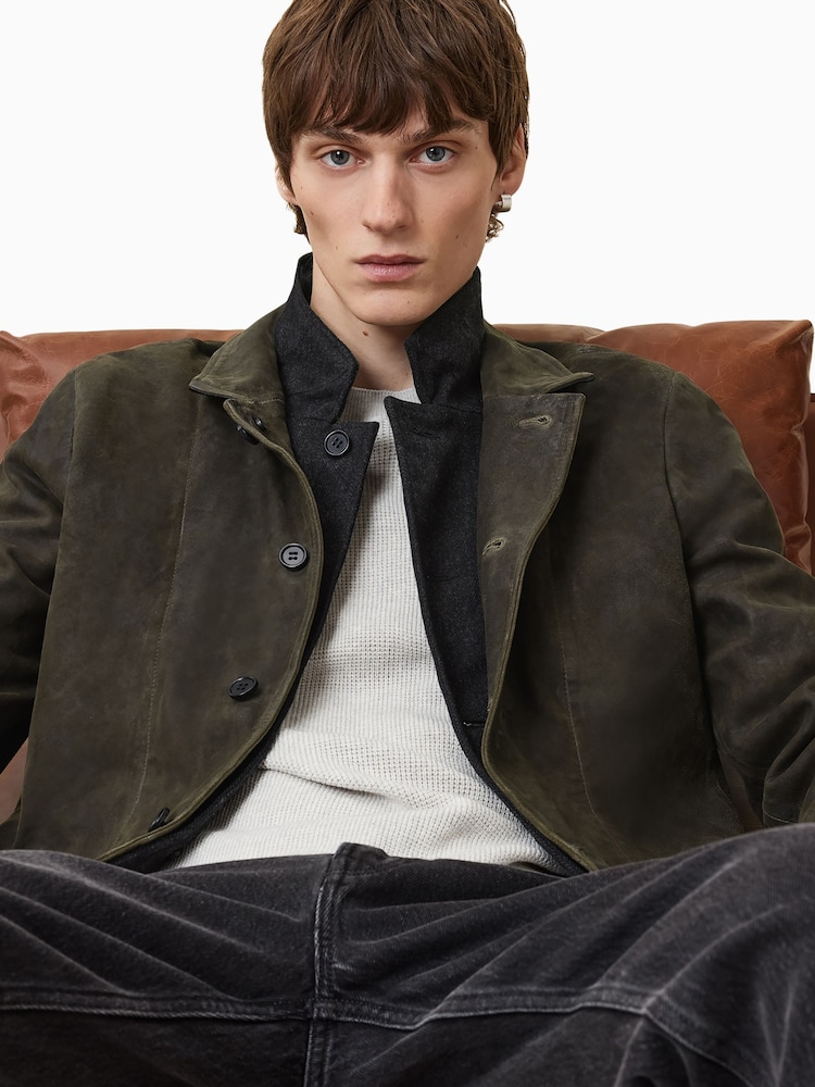 AllSaints Green Survey Lthr Blazer - Image 8 of 11
