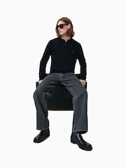 AllSaints Black Statten Polo Jumper - Image 1 of 8