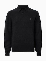 AllSaints Black Statten Polo Jumper - Image 8 of 8