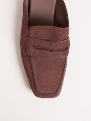 Friends Like These Chocolate Brown Square Toe Comfort Faux Suede Mule Loafer Shoes - Image 2 of 4