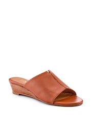 Marrón - Jones Bootmaker Jocelyn Leather Wedge Heel Mules - Imagen 3 de 5