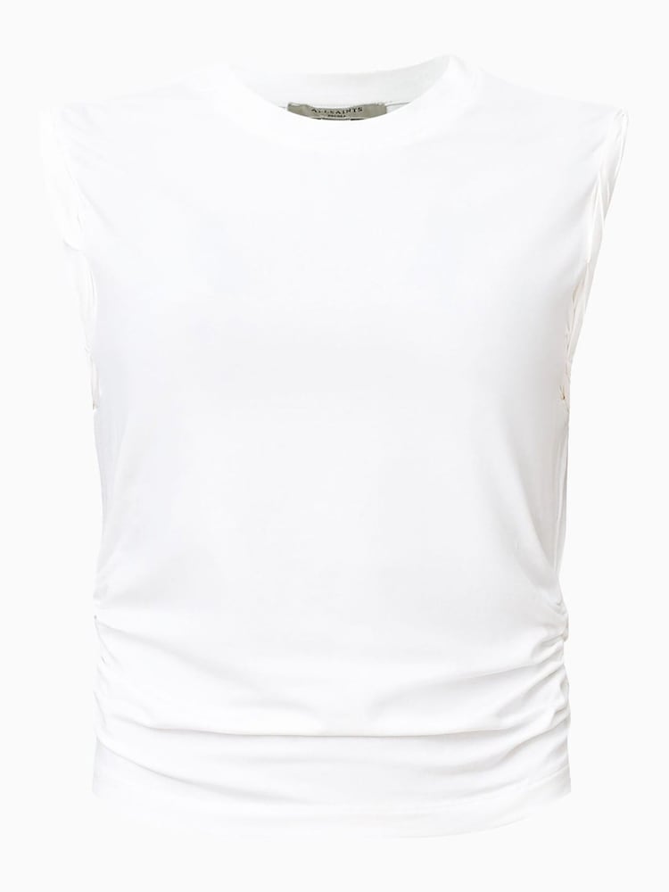 أبيض - أسود - رداء علوي بلا أكمام بياقة بحافة مستديرة West من AllSaints - صورة 10 من 10