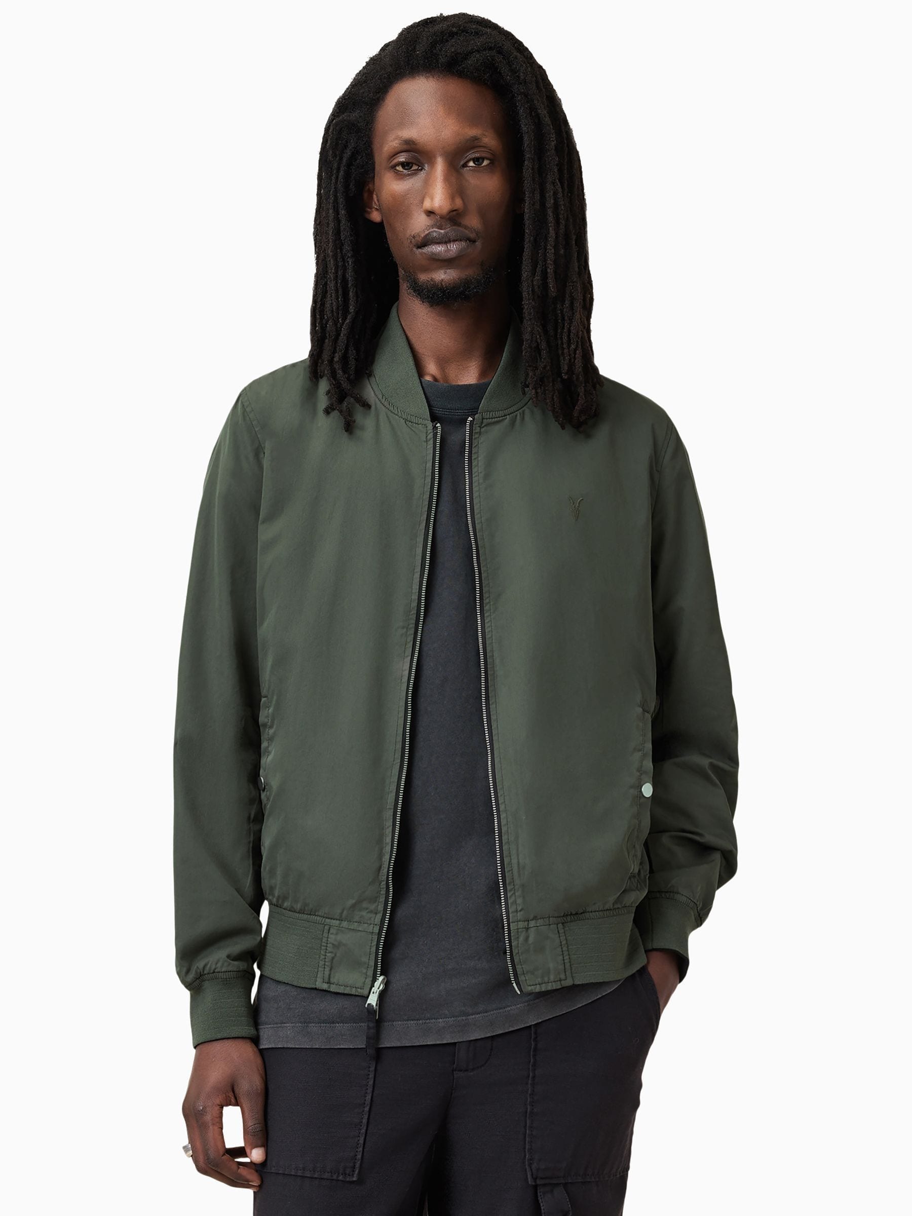 Buy AllSaints Green Bassett Reversible Black/Green Slim Fit Bomber