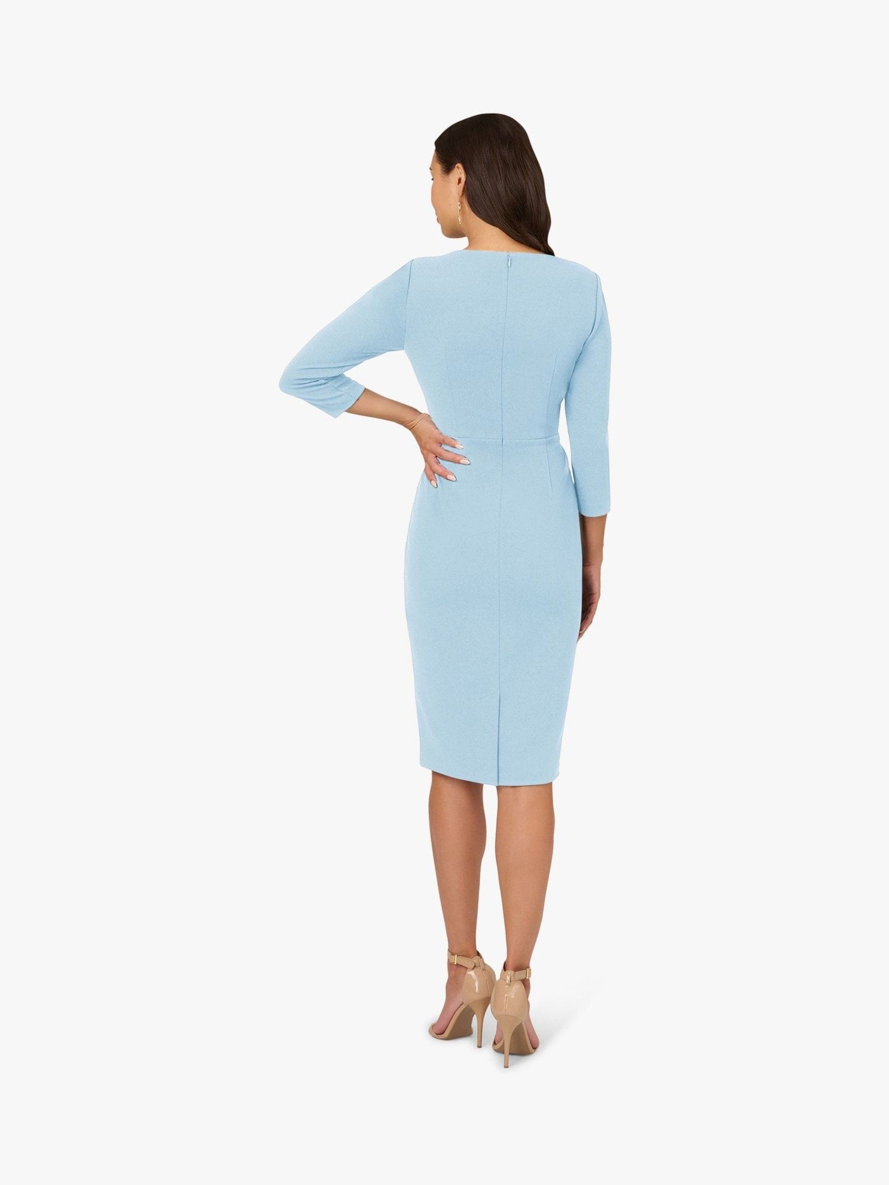 【海外限定】AdriannaPapell ドレス☆Blue Tie V-Neck Knit Crep Adrianna Papell Women's Knit Crepe TIE Waist Sheath, Violet