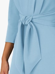 Adrianna Papell Blue Tie V-Neck Knit Crepe Dress - Image 4 of 7