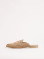 Friends Like These Nude Square Toe Comfort Faux Suede Mule Loafer Shoes - Image 4 of 4