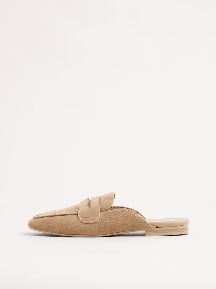 Friends Like These Nude Square Toe Comfort Faux Suede Mule Loafer Shoes - Image 4 of 4