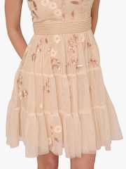 Adrianna Papell Pink Bead Mesh Cocktail Dress - Image 6 of 6