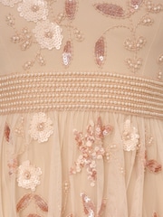 Adrianna Papell Pink Bead Mesh Cocktail Dress - Image 7 of 7