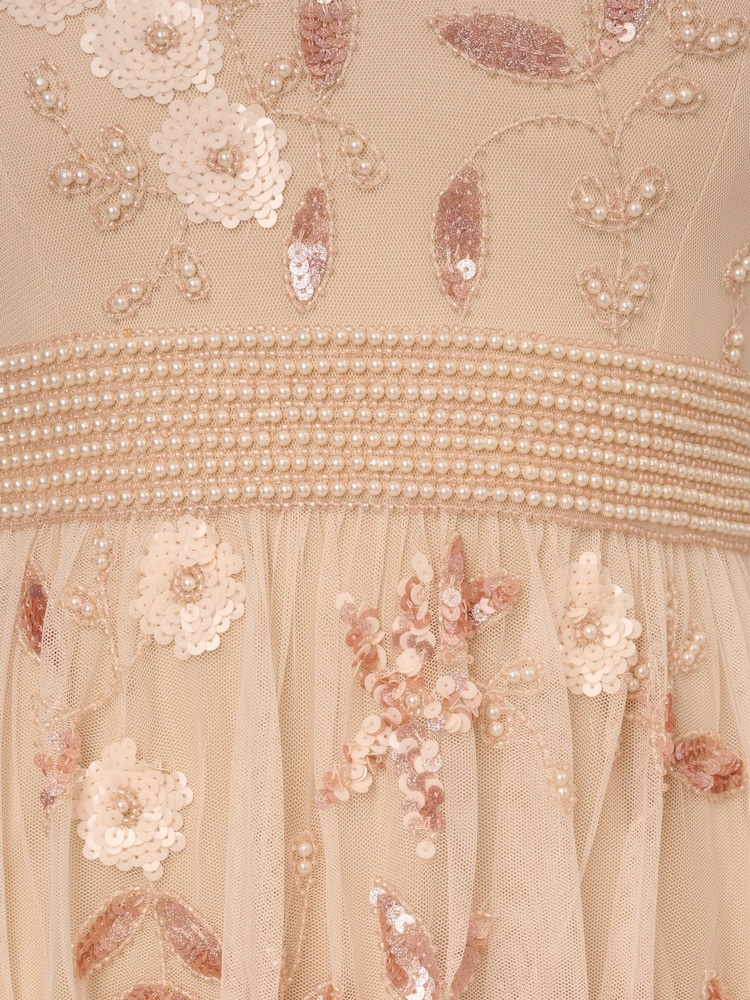 Adrianna Papell Pink Bead Mesh Cocktail Dress - Image 7 of 7