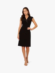Adrianna Papell Jersey Tuxedo Black Dress - Image 1 of 6