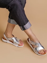 Jones Bootmaker Silver Ilaria Casual Leather Sandals - Image 1 of 6