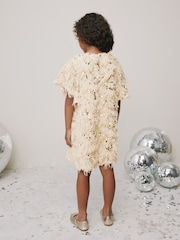 Cream Sequin Textured Occasion Dress (3-16yrs) - Image 3 of 8
