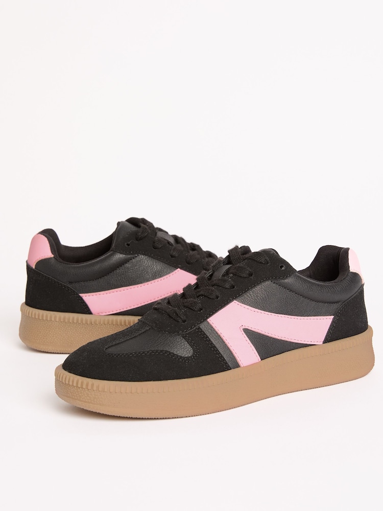 Friends Like These Black Standard Fit Lace-Up Retro Gumsole Sports Trainers - Image 2 of 5